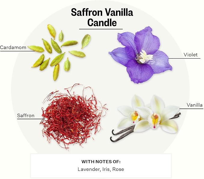 Apotheke 3-Wick Scented Candles for Home, Saffron Vanilla - 26 oz Soy Wax Jar Candle Gift for Women - Long-Lasting Fragrance with Perfume-Grade Essential Oils - Cardamom, Rose, Vanilla & Saffron