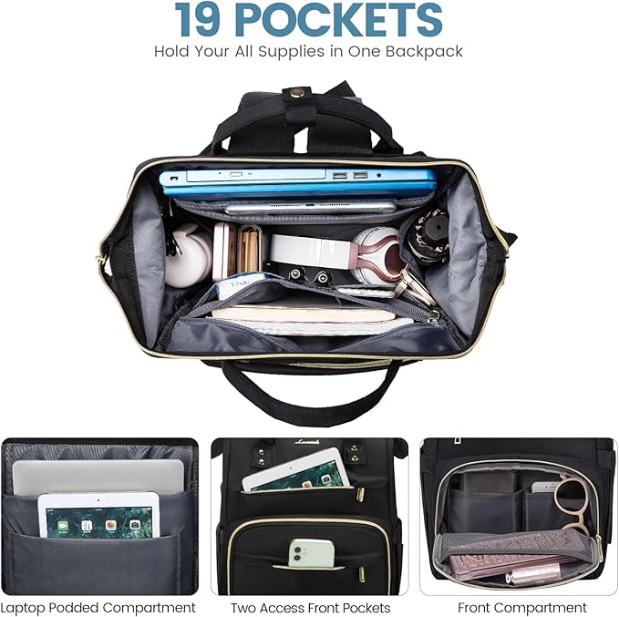 LOVEVOOK Laptop Backpack for Women 14 Inch, Teacher Nurse Work Bag Anti-Theft Travel Backpack with USB Charging Port for College Business Casual