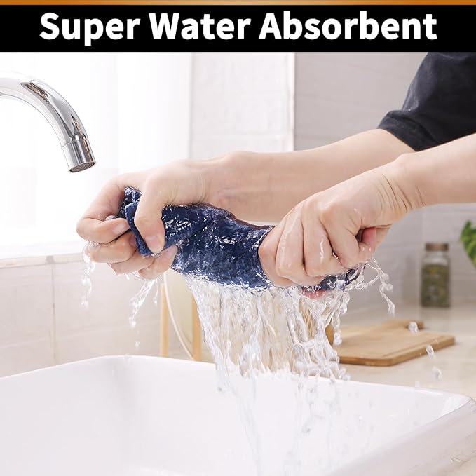 Homaxy 100% Cotton Waffle Weave Dish Cloths - 12 Pack Soft and Absorbent Dish Towels - 12 x 12 Inches Quick Dry Dish Rags - Navy Blue