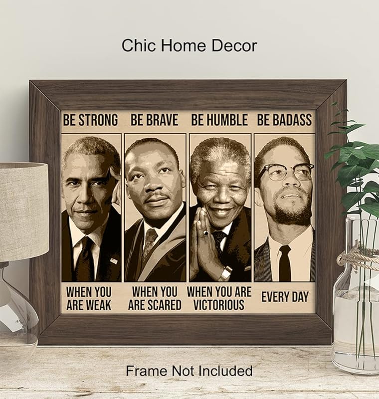 Inspirational African American Wall Art & Decor - Be Strong Be Brave Be Badass - Classroom Decor - Positive Motivational Quotes - Black Culture - Black Pride - Afro American, Black Men, Boys Poster