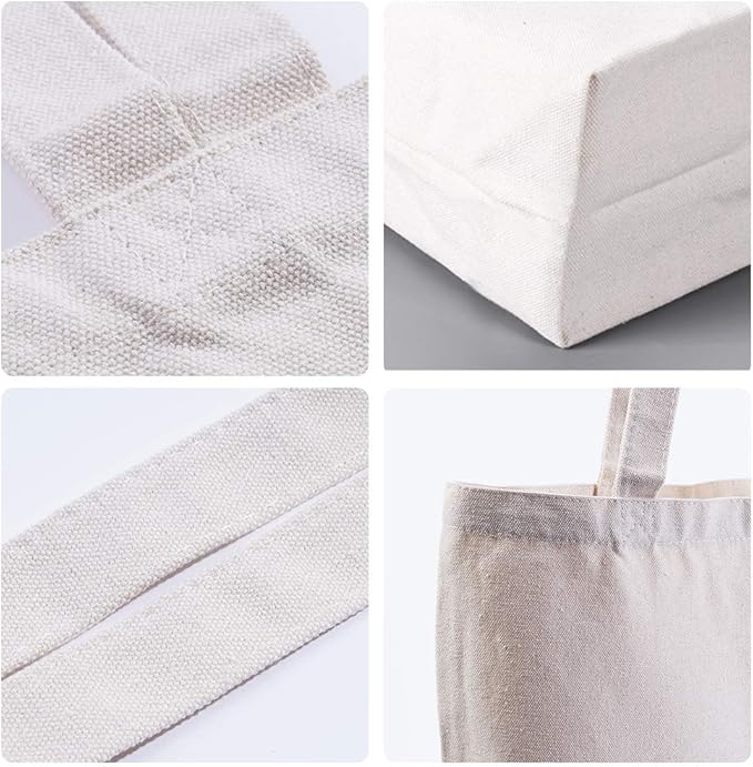 Canvas Tote Bags - 2 Pcs Multi-Purpose Reusable Bags - Perfect for Grocery, Shoppping & DIY Gifts