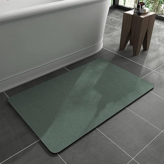MontVoo -Bath Mat Rug-Rubber Backing Non Slip Quick Dry Absorbent Thin Bathroom Rugs Fit Under Door-Faux Suede Surface Bathroom Floor Mats-Shower Rug for in Front of Bathtub Shower Green 16"x24"