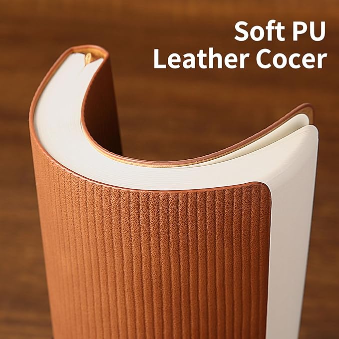 Lined Journal Notebook for Work College Ruled Note Book 5.79"x8.27"A5 PU Leather Daily Journaling 216 Pages for Women Men Writing Home School Supplies Business (B5 Lined 160pages, 10-Brown)