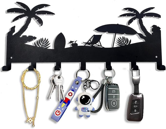 Wall Mounted Key Rack | Metal Key Rack Hook Organizer | Metal Key Organizer with 7 Hooks Wall Decoration for Front Door, Hallway, Kitchen, Office