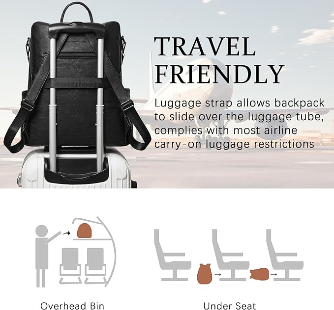 Shrrie Vegan Leather Laptop Backpack for Women 15.6 inch Work Backpack Fashion Travel Backpack Purse for Travel College Work