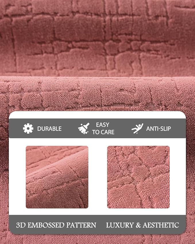 AMOAMI-Bath Mat-Absorbent Quick Dry Bathroom Floor Mats-Washable Rubber Backing Bath Mats for Bathroom Rugs Fit Under Door-Bath Rug for in Front of Sink Bathtub Shower Room, Rose 24''x48''