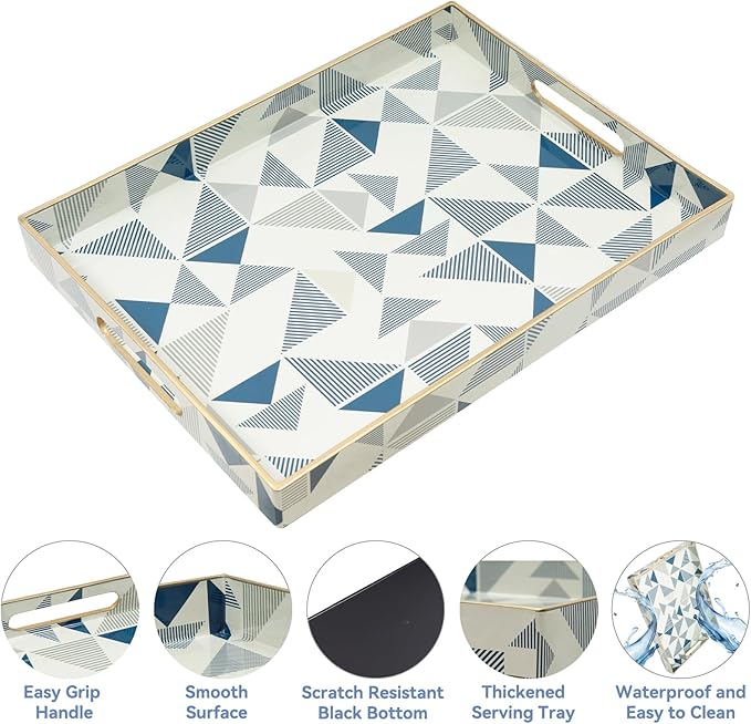 Coffee Table Tray, Serving Trays with Handles, Large Tray for Ottoman Coffee Table, Trays for Living Room Modern