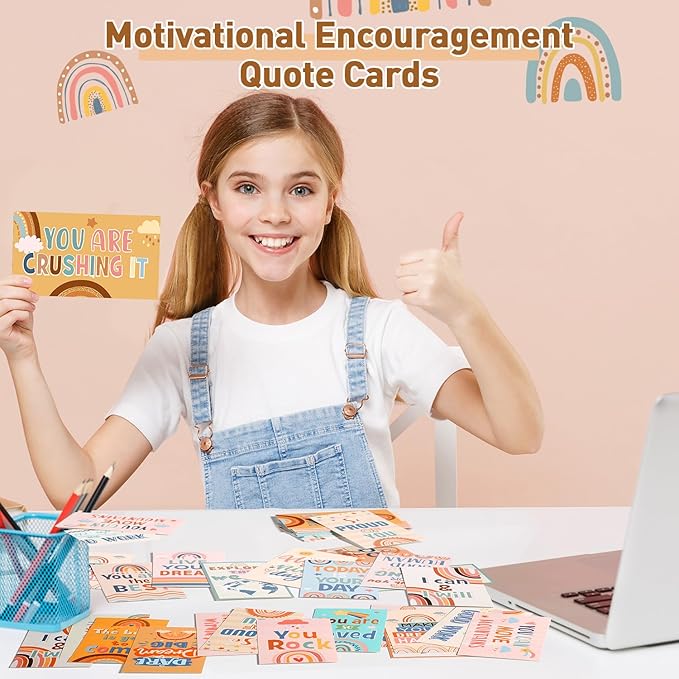 Outus 120 Pcs Motivational Encouragement Quote Cards Inspirational Kindness Appreciation Gratitude Business Cards Encouragement Mini Note Cards, 30 Styles, 3.5 x 2 Inch(Rainbow Style)