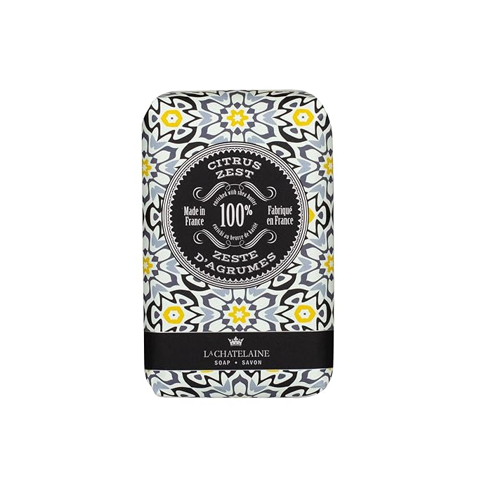 La Chatelaine Luxury Bar Soap Trio Gift Set Tin | Made in France | Natural and Organic | Shea Butter Formula | 3 x 8.8 oz / 250g - Red Mosaic Soap Trio (Deep Blue Sea, Sandalwood, Citrus Zest)