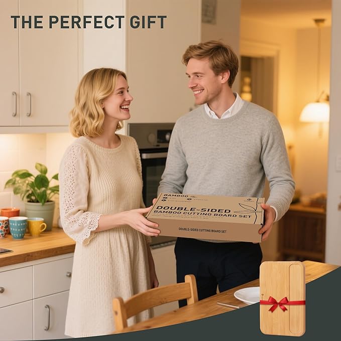 Bamboo Cutting Board Set Over Sink Non Toxic Wooden Cutting Boards Men Birthday Christmas Valentines Father Day Gifts Ideal from Wife Romantic Anniversary Best Cool Gadget Awesome Who Have Everything