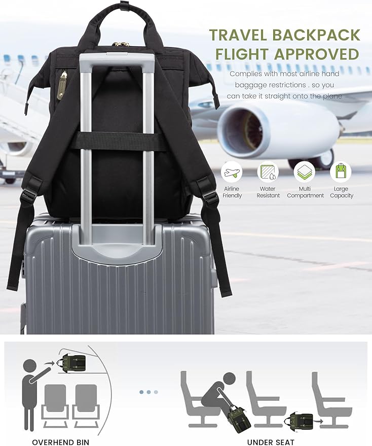 LOVEVOOK Laptop Backpack for Women Work Travel Backpack Purse, Nurse Bags Teacher Doctor Commuter Business Computer Bag, College Backpack Stylish Daypack, 15.6 Inch, Black-army green-army green