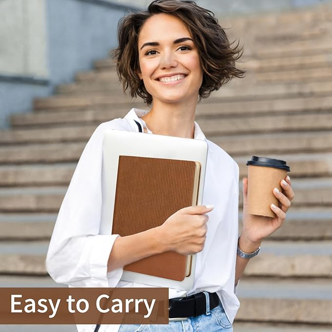 Lined Journal Notebook for Work College Ruled Note Book 5.79"x8.27"A5 PU Leather Daily Journaling 216 Pages for Women Men Writing Home School Supplies Business (B5 Lined 160pages, 10-Brown)