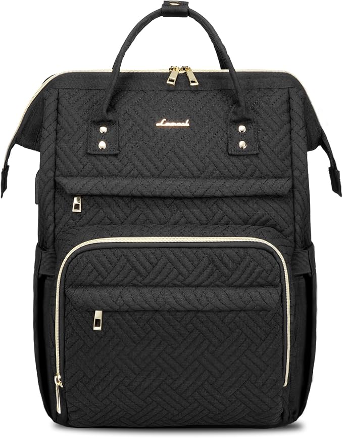 LOVEVOOK Laptop Backpack for Women,15.6 Inch Professional Womens Travel Backpack Purse Computer Laptop Bag Nurse Teacher Backpack,Waterproof Work Bags Carry on Back Pack with USB Port,Black Plait