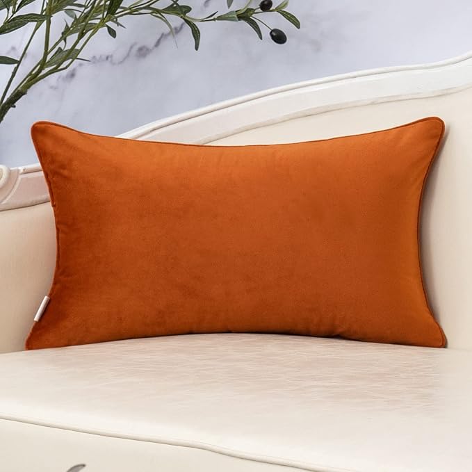 Yangest Orange Throw Pillow Cover Wavy Cushion Cover Modern Zippered Rectangular Pillowcase for Sofa Couch Bedroom Living Room Home Decorative, 12x20 Inch