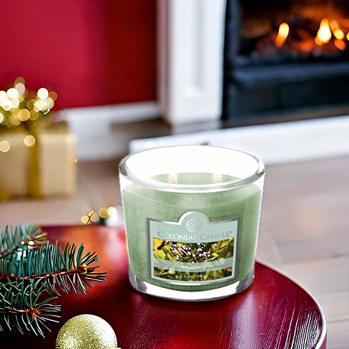 Colonial Candle Bayberry Scented Jar Candle, 2 Wick, 3.5 oz, Mottled Wax Candle