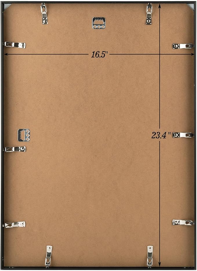 Golden State Art, A2 Aluminum Picture Frame, Black Metal Thin Poster Frames for 16.5x23.4 inch Photo, Acrylic Front, Wall Hook for Horizontal or Vertical Display, 3 Pack