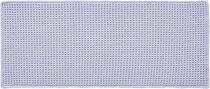 Waffle Runner Rug Bathroom, Boho Bathroom Rugs Non Slip Washable Long Super Absorbent Quick Dry Cute Bath Mat Farmhouse Bath Mat, 72''x24'' Lavender Cream