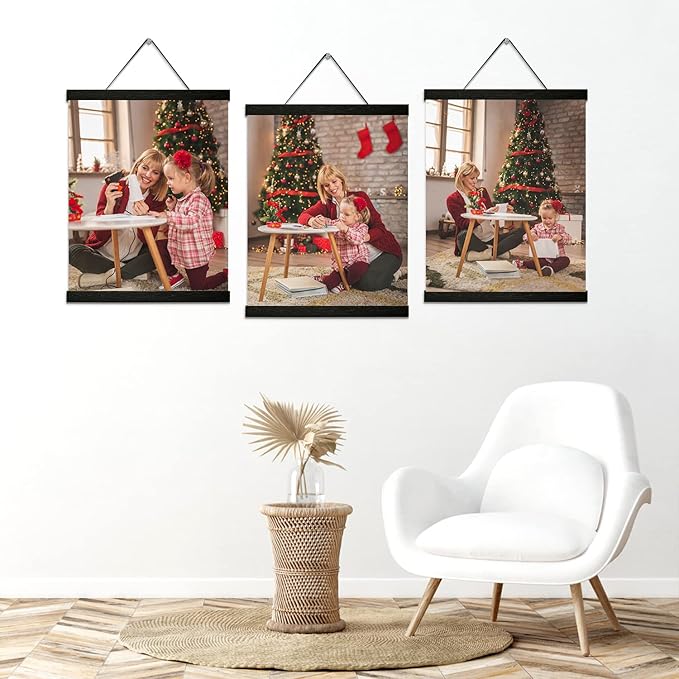 3 Pack Magnetic Poster Hanger Frame 12 inch Black,12x16 12x18 12x20 12x24 Wood Magnet Frames Hangers for Photos, Pictures, Prints, Maps, Canvas Artwork,Diamond Art Painting,Canvas Hanger