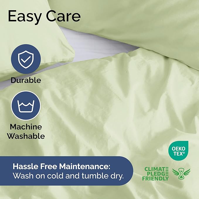 Duvet Cover King Size Set - Extra Soft King Size Duvet Cover 104 x 90 with 2 Pillow Shams - Hotel Luxury Easy Care and Fade Free w/Zipper Closures & Ties - Breathable Bedding Set (Light Sage Green)