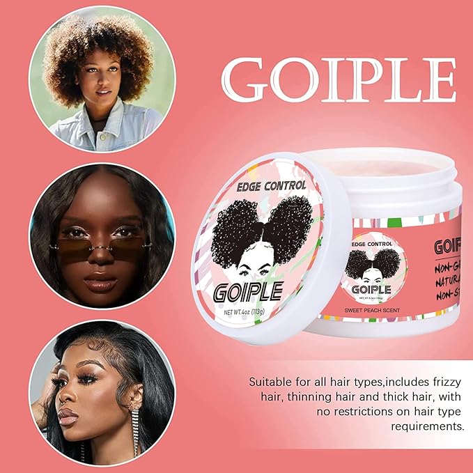 Edge Control Wax for Women Strong Hold Non-greasy Edge Control Smoother Edge Wax, Edge Wax Styling Gel Edge Control for Black Hair No Flaking, White Residue, Shine and Smooth (edge control-6pcs)