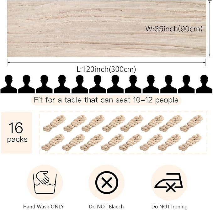 16 Pack Beige Cheesecloth Table Runner, 35x120 Inch Boho Gauze Table Runners, Cheese Cloth Long Table Runner Elegant Table Runners for Party Wedding Bridal Baby Shower Table Decor (Beige)