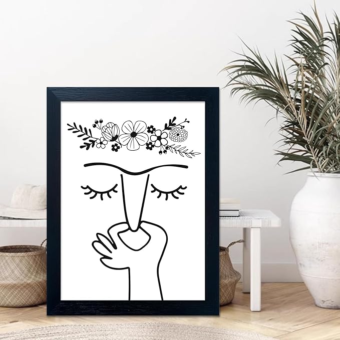Bathroom Decor Wall Art Framed Funny Bathroom Sign Accesorries Humorous Guest Toilet Art Decor Modern Minimalistic Black and White Canvas Print Picture Painting