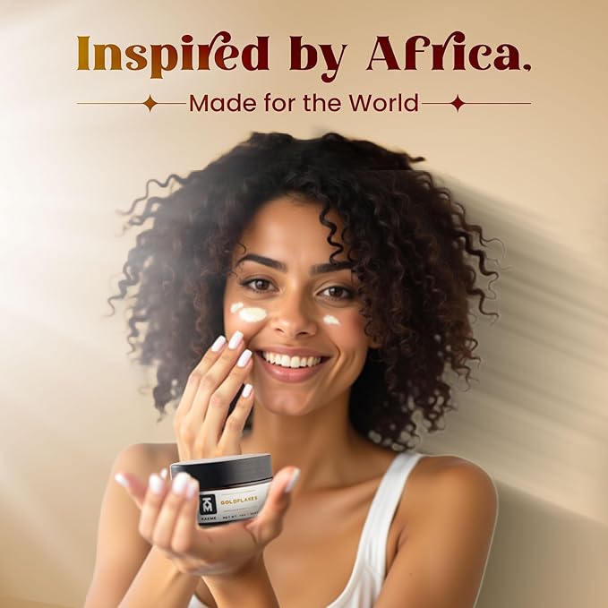 KAEME Goldflakes African Shea Butter For Women and Men Made from Raw Organic Pure Unrefined Moisturizer Cream with Natural Coconut Oil For Deep Hydration Skin Hair Scalp DIY Sheabutter(3.4oz/100g jar)