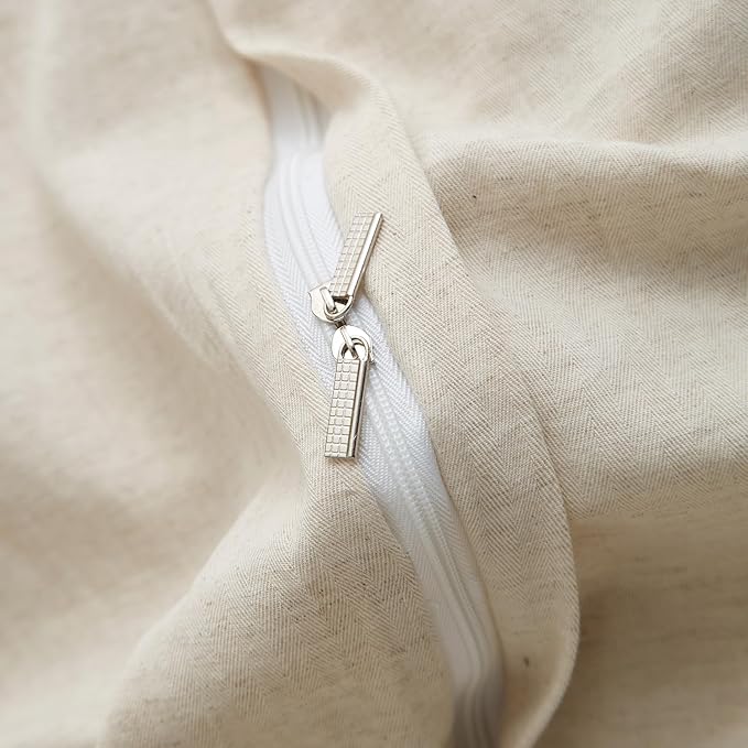 mixinni King Duvet Cover Set - 70% Cotton 30% Linen Blend, Bohemian Floral Jacquard 3-Piece Comforter Cover with 2 Pillowcases, Soft Breathable Lightweight Bedding Set (104"x90"), Almond Milk Grey