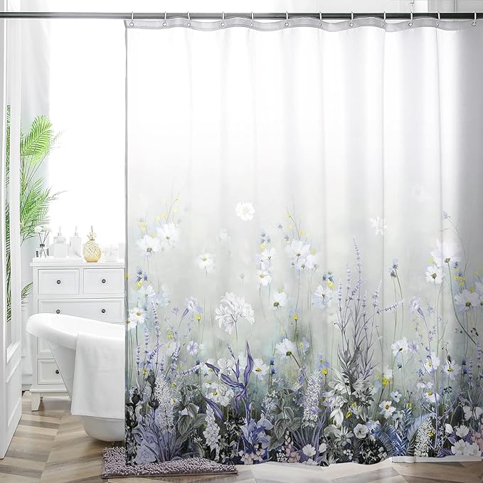 Bohemian Bathroom Curtain Colorful Boho Floral Print Beautiful Bright Polyester Fabric Cloth Shower Curtain for Bathroom Decoration, 72"x72"