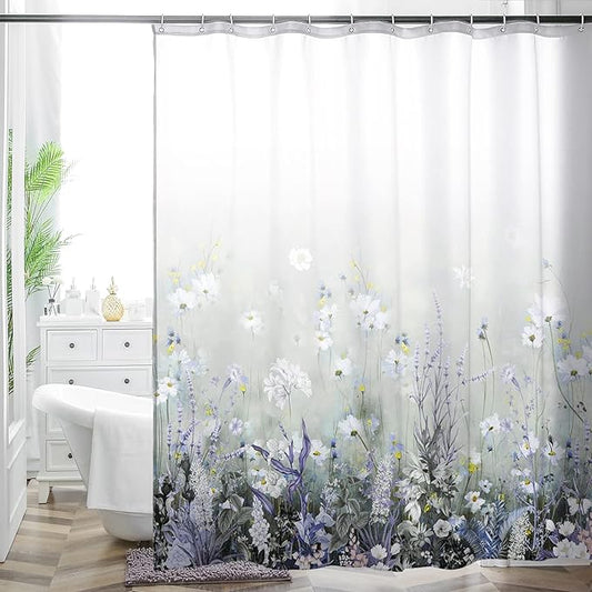Bohemian Bathroom Curtain Colorful Boho Floral Print Beautiful Bright Polyester Fabric Cloth Shower Curtain for Bathroom Decoration, 72"x72"