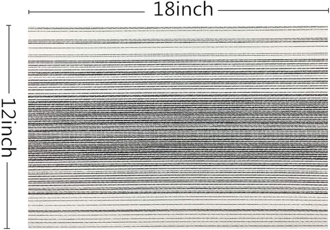 Placemat,Blending Color Durable Woven Vinyl Placemat Washable Heat-Resistant Anti-Skid Kitchen Dining Table Mats (Set of 4, Black with White)
