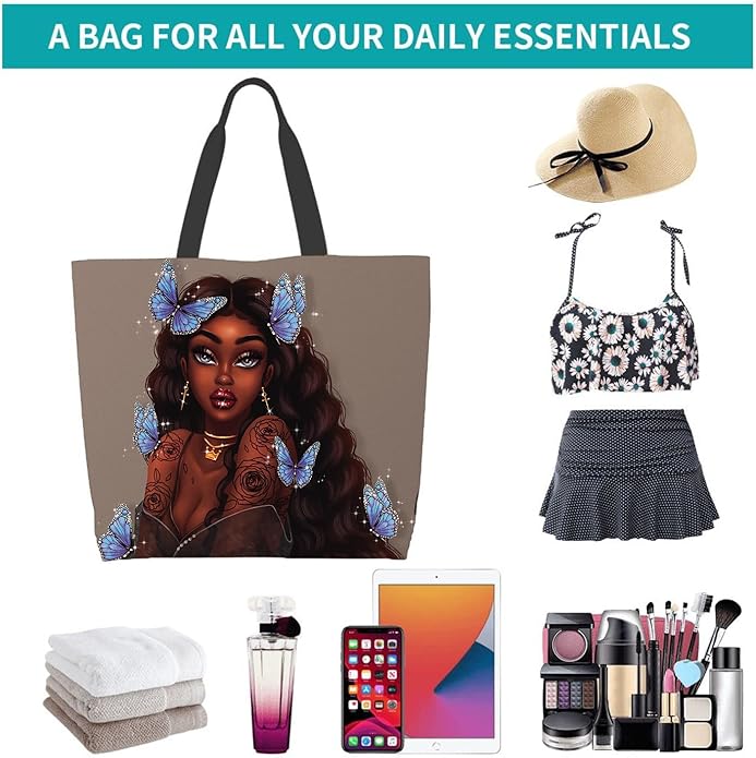 IAGM Women Tote Bags African American Woman Shoulder Bag Afro Black Girl Magic Satchel Handbags For Shopping,Work,Grocery,Gym