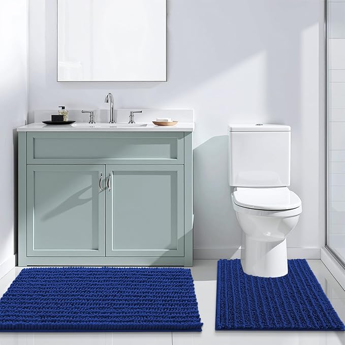 Arotive Luxury Chenille Bathroom Rug Mat, Extra Soft Thick Absorbent Shaggy Bath Rugs, Non-Slip Machine Wash Dry, Plush Bath Mats for Bathroom, Shower and Tub, 30x17, Royal Blue