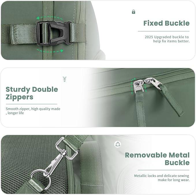 Travel Backpack, Carry on Flight Approved Backpack with Multi-Pockets, TSA Waterproof 17.3inch Laptop Backpack, Personal Item Travel Bag for Men Women, Army Green