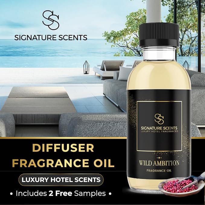 Luxury Hotel Diffuser Oil for Hotels and Homes - Aromatherapy Oils for use with an Essential Oil Diffuser at Home - Fragrance-Scent Diffuser Oil Blend (Wild Ambition) 4.05fl oz (120ml)