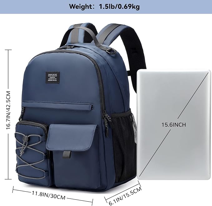Lohol Water Resistant Backpack for Travel School Work, Casual Daypack with Anti Theft Pocket for Teen Girls Boys (Navy)