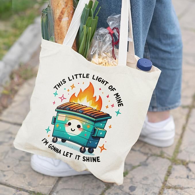 Dumpster Gifts Tote Bag, This Little Light of Mine Dumpster Canvas Tote Bag