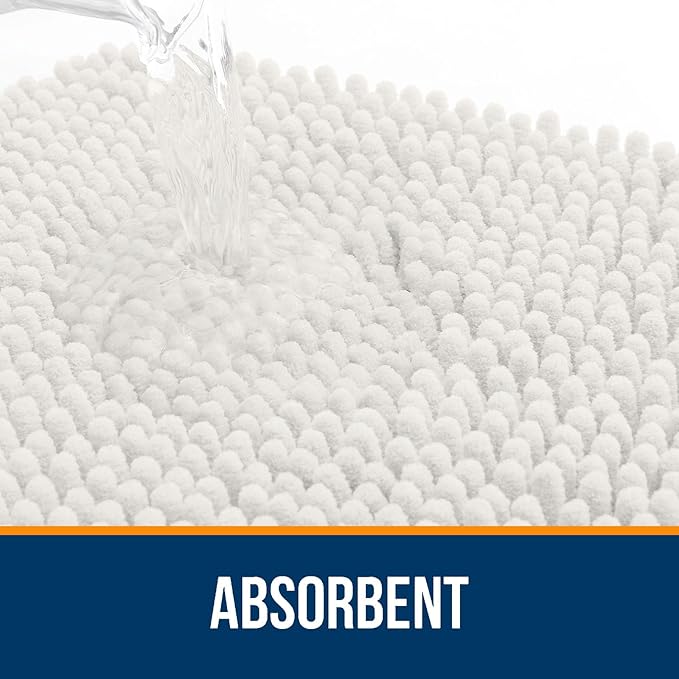 OLANLY Bathroom Rugs 47x32, Extra Soft Absorbent Chenille Bath Rugs, Rubber Backing Quick Dry, Machine Washable Bath Mats for Bathroom Floor, Tub and Shower, Home Decor Accessories, Ivory