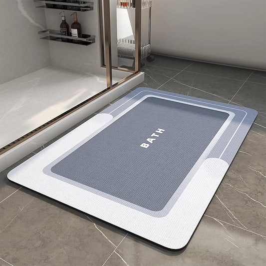 MontVoo Non Slip Super Absorbent Stain Resistant Quick Dry Thin Bath Mat - 17"x27" Blue