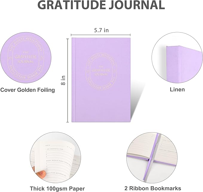 And Per Se Gratitude Journal – Five Minutes a Day to Cultivate Mindfulness, Happiness, Positive Vibes, Affirmations & Self-Reflection – Undated Daily Gratitude Journal for Women & Men (Lavender)