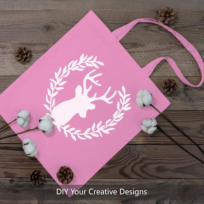 TOPDesign 24-Pack Economical 16"x15" Baby Pink Cotton Tote Bag, Lightweight Medium Reusable Grocery Shopping Cloth Bags, Suitable for DIY, Advertising, Promotion, Gift, Activity