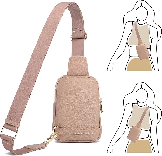 INICAT Travel Small Sling Bag Leather Crossbody Bags for Women Fanny Packs Cross Body Bag for Woman Cross Body Purses