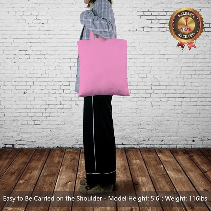 TOPDesign 24-Pack Economical 16"x15" Baby Pink Cotton Tote Bag, Lightweight Medium Reusable Grocery Shopping Cloth Bags, Suitable for DIY, Advertising, Promotion, Gift, Activity