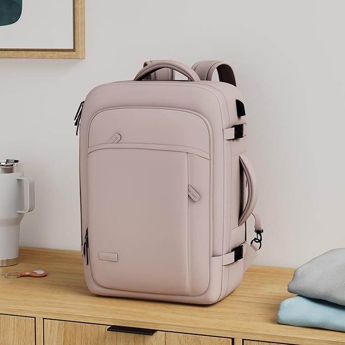 Carry on Travel Backpacks, Extra Large 40L Flight Approved Bag for Men & Women,Expandable Suitcase Backpack With 4 Packing Cubes,Water Resistant Luggage Daypack Business Weekender Bag,Pink