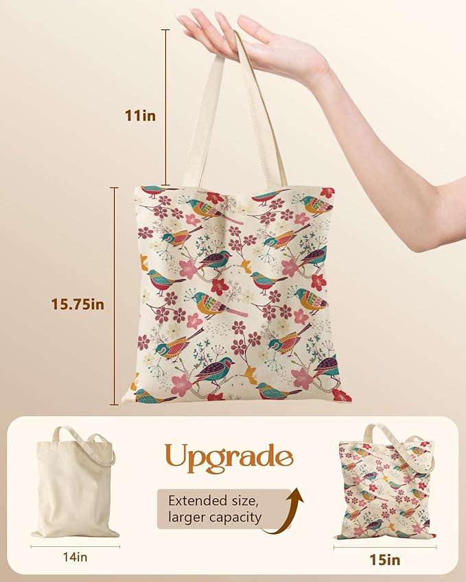 Canvas Tote Bag for Women - Aesthetic Canvas Totes with Pockets Cute Reusable Cloths Ladies Shoulder Bag