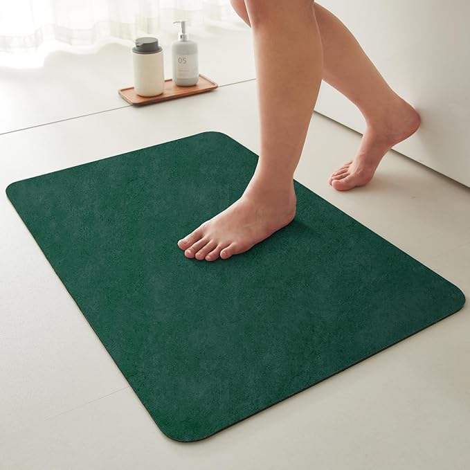 Bath Mat, Bathroom Rugs Non Slip Washable Thin Absorbent Quick Dry Bath Mat Fits Under Door Bathroom Floor Mat Perfect for Bath, Shower, or Sink 36"x60" Dark Green