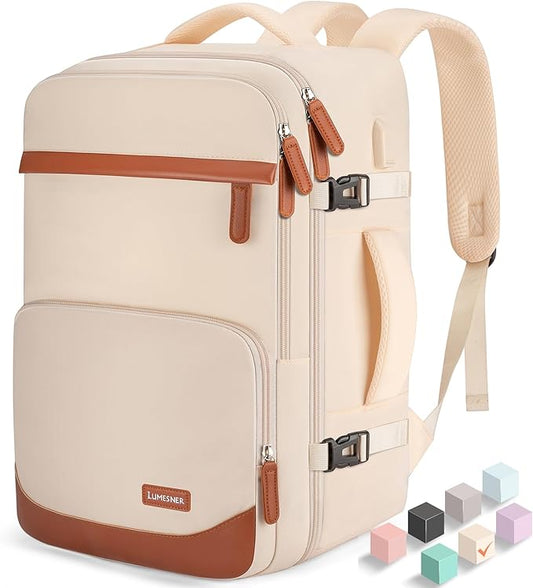 40L Travel Backpack with USB Charging Port, Water-Resistant Carry On Backpack for Men Women, Business Laptop Backpack for Trips & Commutes, Fits 15.6/17.3 Inch Laptop