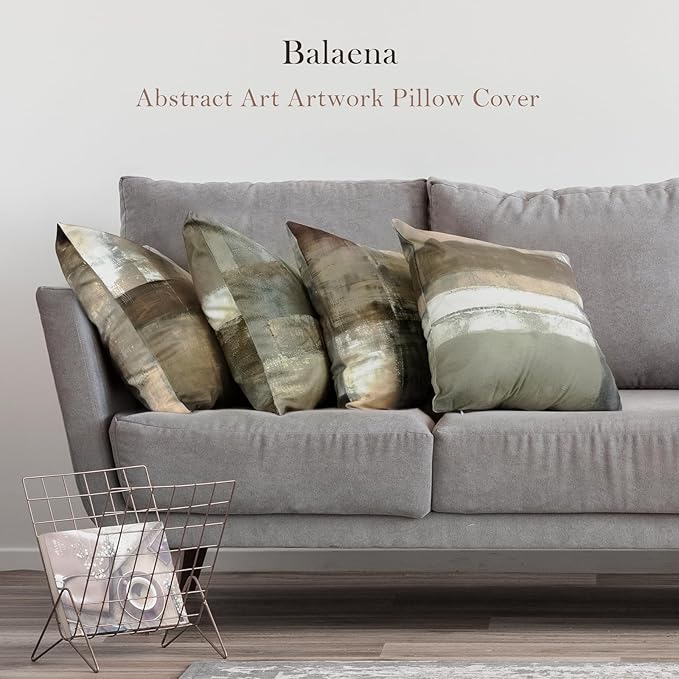 Brown Tan and Gray Throw Pillow Covers,Set of 4 20 x 20 Inch Taupe Modern Art Abstract Painting Home Decor Couch Pillow Covers Neutral Decorative for Sofa Bedroom Living Room