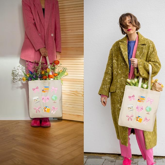 Tote Bag for Women, Canvas Tote Bag with Pockets,Canvas Shopping Bags,Reusable Grocery Bags