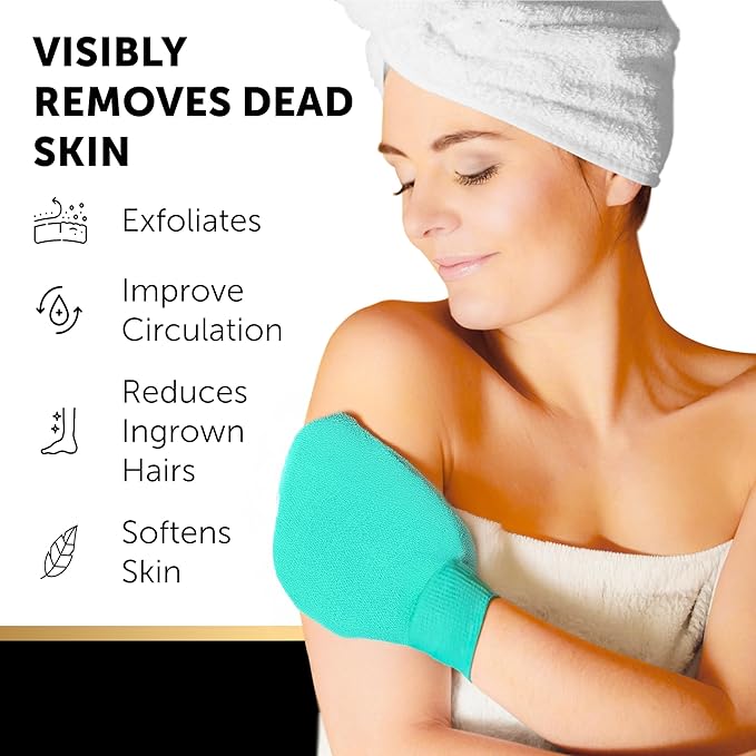 VALITIC 4 Pack Kojic Acid Vitamin C & Retinol Soap Bars for Dark Spot & A Pair Of Turquoise Exfoliating Gloves for Body Scrubs